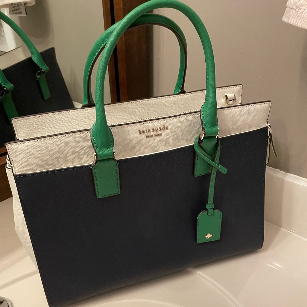 Kate Spade Colorblock Tote bag Navy Green